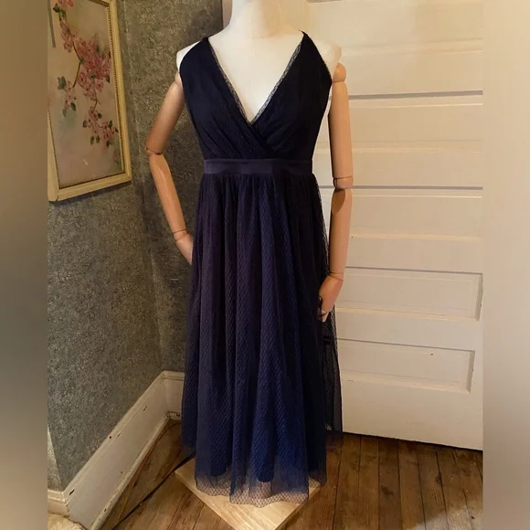 blue tulle dress midi PinkBlush Blue Dotted Tulle Smocked Maternity Midi Dress